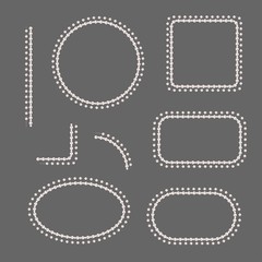 Set of pearl frames isolated on gray background. Vector elements for wedding decoration, banners, cards, invitation. Elegant cream pearls borders and corners.