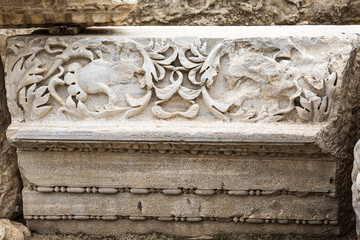 Ruins of amphitheater in the ancient Roman city.