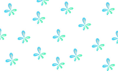Elegant blue and green seamless pattern flowers. Classic spring style.