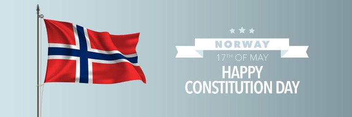 Norway happy constitution day greeting card, banner vector illustration
