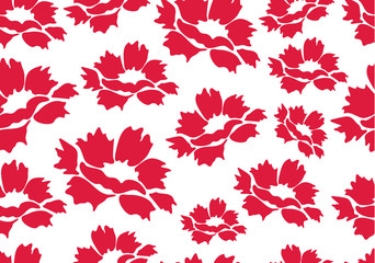 Fototapeta na wymiar Decorative seamless floral background with simple peony flowers on a white background.