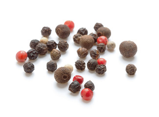 black pepper on white background