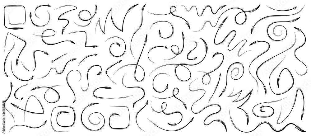 Poster arrows vector set isolated on white background. design grunge sketch handmade. abstract concept grap