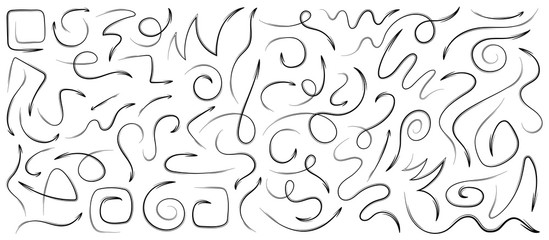 Arrows vector set isolated on white background. Design grunge sketch handmade. Abstract concept graphic element for computer games.