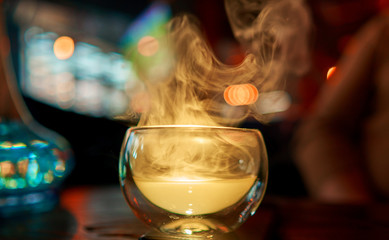thick steam in a glass of tea