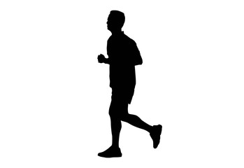 silhouette men run exercise for Health At area Stadium Outdoors on white background with clipping path.