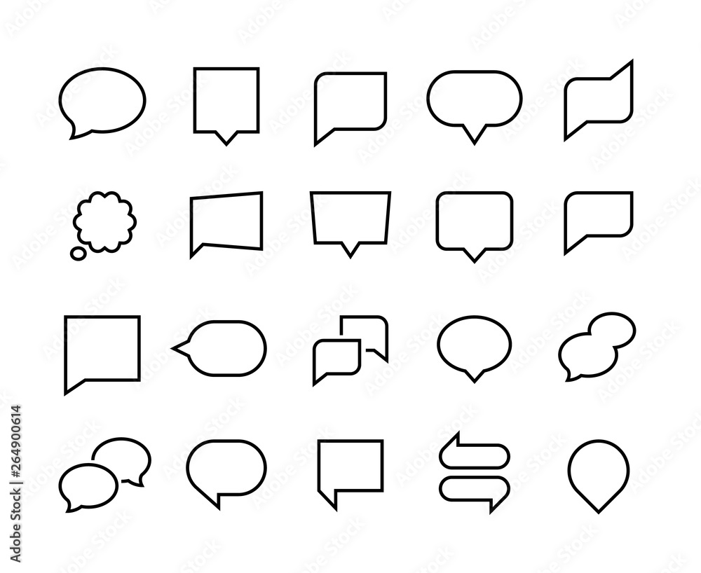 Poster Speech bubbles line icons. Web chat forms, mobile application talk symbol, publication comment. Vector dialog conversation elements isolated