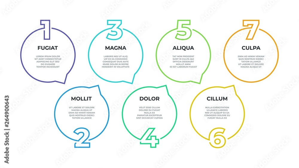 Poster step infographic. process flow chart, timeline graphic, workflow line diagram, 7 steps business opti