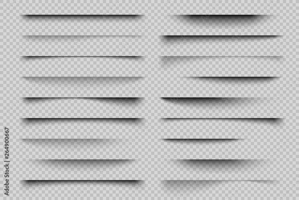 Poster paper shadow effect. realistic transparent overlay shadows, poster flyer business card banner shadow