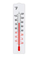 Fahrenheit scale measurement system. Thermometer for measuring air temperature isolated on white background. Air temperature plus 80 degrees fahrenheit