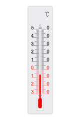 Celsius scale meteorology thermometer for measuring weather heat and cold. Thermometer isolated on...