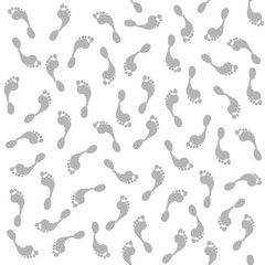 vector seamless pattern or texture with  realistic footprints, isolated on white background, in gray and white, as an analogy to a population growth and ecological problems