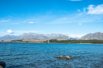 晴天のテカポ湖