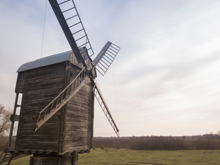 Fototapeta na wymiar old wood windmill