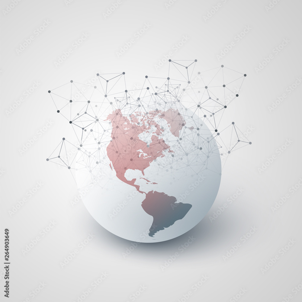 Poster cloud computing and global networks concept design with earth globe