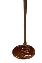 close up of melted chocolate or syrup on white background with clipping path