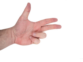 Hand on white background counting