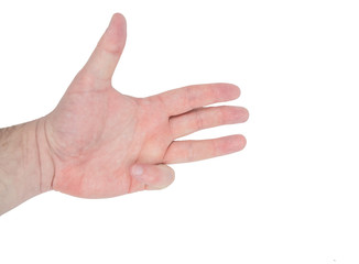 Hand on white background counting