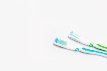 New different  toothbrushes on a white background