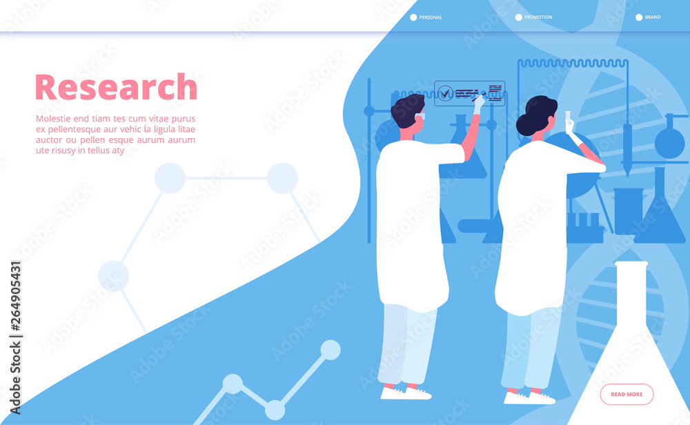 Wall mural research lab landing. researcher chemist doing clinical test in chemical laboratory. pharmaceutical 