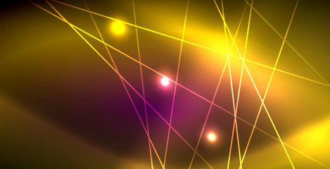 Neon glowing lines, magic energy space light concept, abstract background wallpaper design