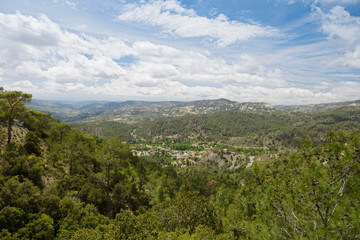 Fototapeta na wymiar The view from the heights of the hills and mountains of the island of Cyprus