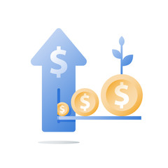 Obraz premium Income growth, invest fund, revenue increase, return on investment, long term wealth management, more money, high interest