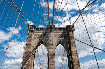 Naklejka premium Detail of the Brooklyn Bridge in New York City, USA.