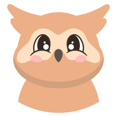 Portrait of cute owl in cartoon style. Vector illustration