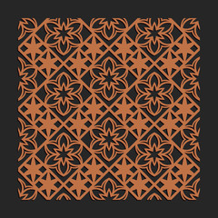 Laser cutting interior panel. Woodcut vector trellis design. Plywood lasercut floral tiles. Square seamless patterns for printing, engraving, paper cut. Stencil lattice ornament.