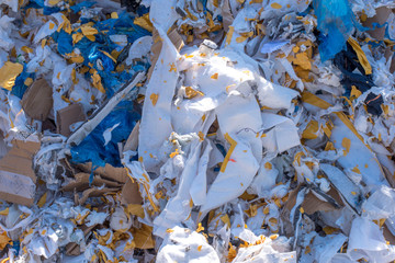 Close up of waste synthetic material on a disposal site 