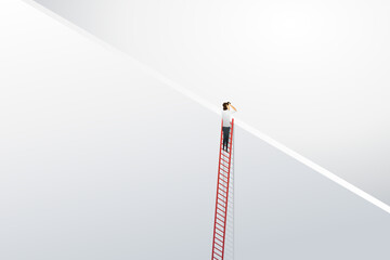 Businesswoman climbing ladder for vision opportunities and achievement over the wall. Business concept illustration vector ©  Lerbank-bbk22