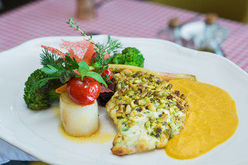 Dorado fillet from an Italian chef in the restaurant