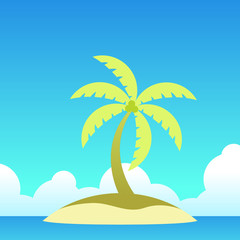 Fototapeta na wymiar Coconut tree on island in summer illustration vector.
