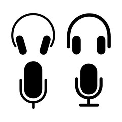 Microphone and headphone icon set vector.