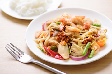 Spicy papaya salad with prawn, Thai food