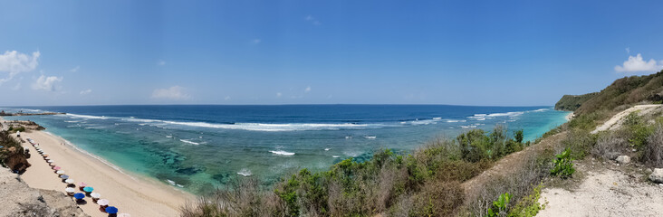 View on Indian ocean from sand beach on Bali, Indonesia