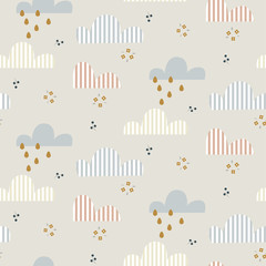 Obraz premium Cloud pattern. Cute sky seamless vector background for kid textile print.