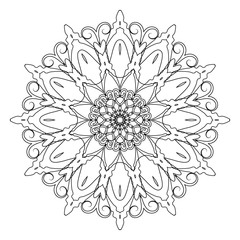 Coloring book page. Round decorative ethnic motif