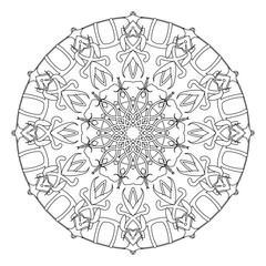 Coloring book page. Round decorative ethnic motif