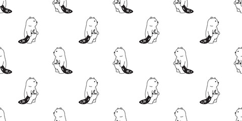 Bear seamless pattern polar bear vector fish salmon cartoon scarf isolated tile wallpaper repeat background illustration