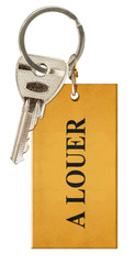 A louer sur plaque dorée de porte-clés 