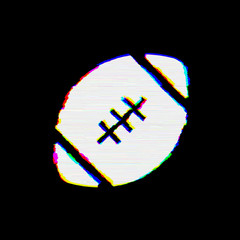 Symbol american football ball has defects. Glitch and stripes
