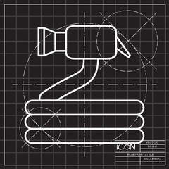 Garden hose with spray gun illustration. Irrigation and agriculture vector icon