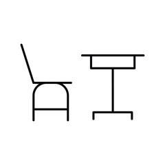 School desk and a chair line icon