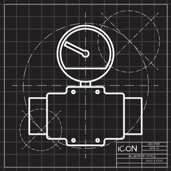 Pipe pressure measurement meter monitor illustration. Industrial valve vector icon