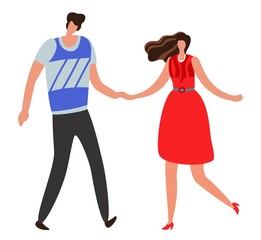 Girlfriend. Beautiful young couple and romantic, boy and girl together. Happy relationship vector concept