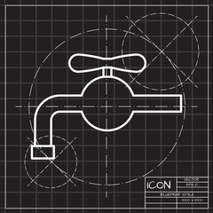 Faucet with valve illustration. Hand wash vector icon