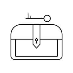 Treasure chest and key line icon