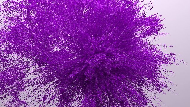 Abstract purple dust powder explosion in slow motion. 4k render animation.